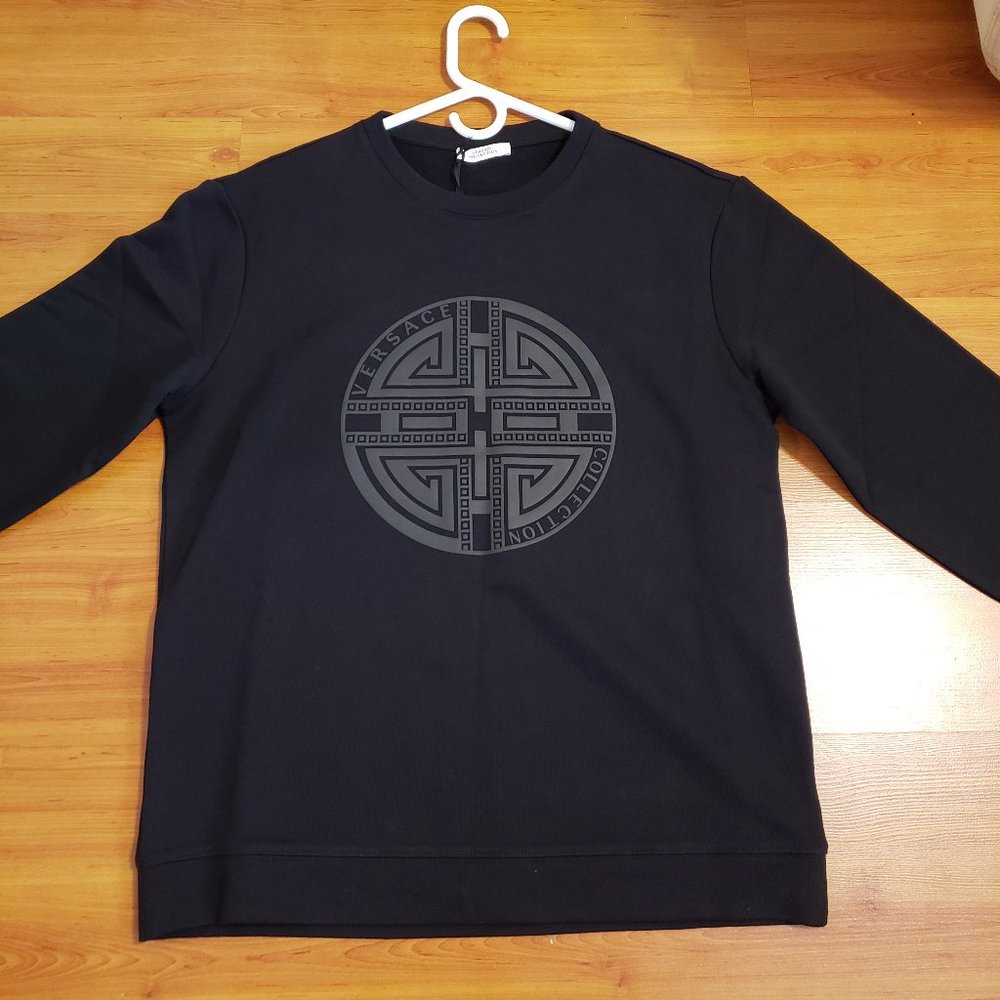 Rare Versace Collection Greek Logo Black Sweater